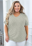 SHOWMALL Short Sleeve Plus Size T-shirt with Side Slit, V-Neck Summer Top