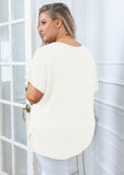 SHOWMALL Short Sleeve Plus Size T-shirt with Side Slit, V-Neck Summer Top