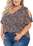 SHOWMALL Plus Size Tops for Women Cold Shoulder Clothes Short Sleeve Clothing V Neck Tunic Summer Shirts