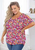 SHOWMALL Plus Size Tops for Women Cold Shoulder Clothes Short Sleeve Clothing V Neck Tunic Summer Shirts