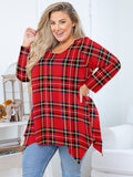 Women's Plus Size Tunic Top Long Sleeves, Scoop Neck Blouse, Asymmetrical Sharkbite Hem Shirts, Soft Stretchy, Great with Leggings