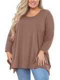 Women's Plus Size Tunic Top Long Sleeves, Scoop Neck Blouse, Asymmetrical Sharkbite Hem Shirts, Soft Stretchy, Great with Leggings