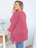 Women's Plus Size Tunic Top Long Sleeves, Scoop Neck Blouse, Asymmetrical Sharkbite Hem Shirts, Soft Stretchy, Great with Leggings
