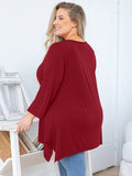 Women's Plus Size Tunic Top Long Sleeves, Scoop Neck Blouse, Asymmetrical Sharkbite Hem Shirts, Soft Stretchy, Great with Leggings