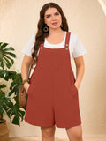 SHOWMALL Jumpersuit for Women Plus Size Shorts Casual Loose Romper Overall with Adjustable Strapes