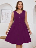 SHOWMALL Plus Summer Dresses for Women Sleeveless Casual Loose Button Down Midi Dress with Pockets
