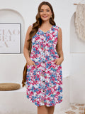 SHOWMALL Plus Summer Dresses for Women Sleeveless Casual Loose Button Down Midi Dress with Pockets