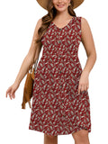 SHOWMALL Plus Summer Dresses for Women Sleeveless Casual Loose Button Down Midi Dress with Pockets
