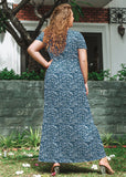 SHOWMALL Women's Plus Size Maxi Dress with Pockets Short Sleeve Scoop Neck Casual Summer & Wedding Guest Dress