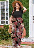 SHOWMALL Women's Plus Size Maxi Dress with Pockets Short Sleeve Scoop Neck Casual Summer & Wedding Guest Dress