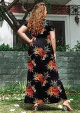 SHOWMALL Women's Plus Size Maxi Dress with Pockets Short Sleeve Scoop Neck Casual Summer & Wedding Guest Dress