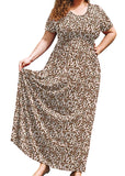 SHOWMALL Women's Plus Size Maxi Dress with Pockets Short Sleeve Scoop Neck Casual Summer & Wedding Guest Dress