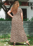 SHOWMALL Women's Plus Size Maxi Dress with Pockets Short Sleeve Scoop Neck Casual Summer & Wedding Guest Dress