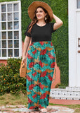 SHOWMALL Women's Plus Size Maxi Dress with Pockets Short Sleeve Scoop Neck Casual Summer & Wedding Guest Dress