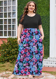SHOWMALL Women's Plus Size Maxi Dress with Pockets Short Sleeve Scoop Neck Casual Summer & Wedding Guest Dress