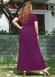 SHOWMALL Women's Plus Size Maxi Dress with Pockets Short Sleeve Scoop Neck Casual Summer & Wedding Guest Dress