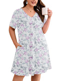 SHOWMALL Women's Plus Size Nightgown Short Sleeve Sleepwear Sleep Dress