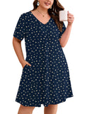 SHOWMALL Women's Plus Size Nightgown Short Sleeve Sleepwear Sleep Dress