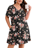 SHOWMALL Women's Plus Size Nightgown Short Sleeve Sleepwear Sleep Dress
