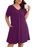 SHOWMALL Women's Plus Size Nightgown Short Sleeve Sleepwear Sleep Dress