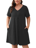 SHOWMALL Women's Plus Size Nightgown Short Sleeve Sleepwear Sleep Dress