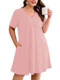 SHOWMALL Women's Plus Size Nightgown Short Sleeve Sleepwear Sleep Dress