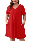 SHOWMALL Women's Plus Size Nightgown Short Sleeve Sleepwear Sleep Dress