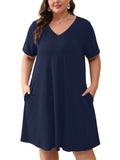 SHOWMALL Women's Plus Size Nightgown Short Sleeve Sleepwear Sleep Dress