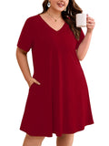 SHOWMALL Women's Plus Size Nightgown Short Sleeve Sleepwear Sleep Dress