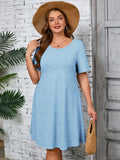 SHOWMALL Women's Plus Summer Dresses Short Sleeves Casual Midi Dress with Pockets