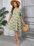SHOWMALL Women's Plus Summer Dresses Short Sleeves Casual Midi Dress with Pockets