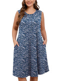 SHOWMALL Women's Plus Sundress Summer Casual Crew Neck Sleeveless Tank Dress