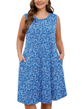 SHOWMALL Women's Plus Sundress Summer Casual Crew Neck Sleeveless Tank Dress