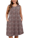 SHOWMALL Women's Plus Sundress Summer Casual Crew Neck Sleeveless Tank Dress