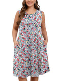 SHOWMALL Women's Plus Sundress Summer Casual Crew Neck Sleeveless Tank Dress