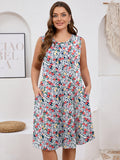 SHOWMALL Women's Plus Sundress Summer Casual Crew Neck Sleeveless Tank Dress