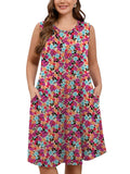 SHOWMALL Women's Plus Sundress Summer Casual Crew Neck Sleeveless Tank Dress