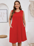 SHOWMALL Women's Plus Sundress Summer Casual Crew Neck Sleeveless Tank Dress