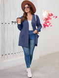 SHOWMALL Women's Plus Size Open Front Cardigan, Ribbed Long Sleeve Casual Sweater