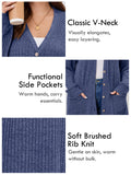 SHOWMALL Women's Plus Size Open Front Cardigan, Ribbed Long Sleeve Casual Sweater