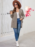 SHOWMALL Women's Plus Size Open Front Cardigan, Ribbed Long Sleeve Casual Sweater