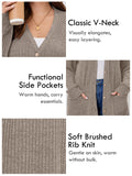 SHOWMALL Women's Plus Size Open Front Cardigan, Ribbed Long Sleeve Casual Sweater