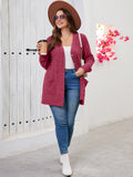 SHOWMALL Women's Plus Size Open Front Cardigan, Ribbed Long Sleeve Casual Sweater