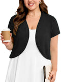 SHOWMALL Women's Plus Short Sleeve Bolero Shrug for Dresses Cropped Cardigan Open Front Summer Shoulder Cover Up