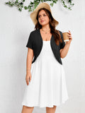 SHOWMALL Women's Plus Short Sleeve Bolero Shrug for Dresses Cropped Cardigan Open Front Summer Shoulder Cover Up