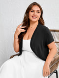 SHOWMALL Women's Plus Short Sleeve Bolero Shrug for Dresses Cropped Cardigan Open Front Summer Shoulder Cover Up