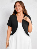 SHOWMALL Women's Plus Short Sleeve Bolero Shrug for Dresses Cropped Cardigan Open Front Summer Shoulder Cover Up