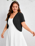 SHOWMALL Women's Plus Short Sleeve Bolero Shrug for Dresses Cropped Cardigan Open Front Summer Shoulder Cover Up
