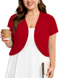 SHOWMALL Women's Plus Short Sleeve Bolero Shrug for Dresses Cropped Cardigan Open Front Summer Shoulder Cover Up