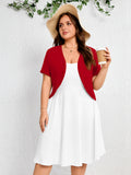 SHOWMALL Women's Plus Short Sleeve Bolero Shrug for Dresses Cropped Cardigan Open Front Summer Shoulder Cover Up